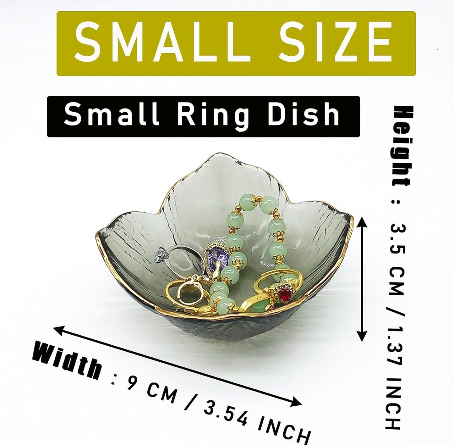 Small Ring Dish, Flower Jewelry Dish Tray, Vanity Glass Jewelry Tray, Room Nightstand Decor Jewelry Bowl, Wedding Engagement Ring Holder for Women, Bathroom Ring Bowl Trinket Dish, Gift