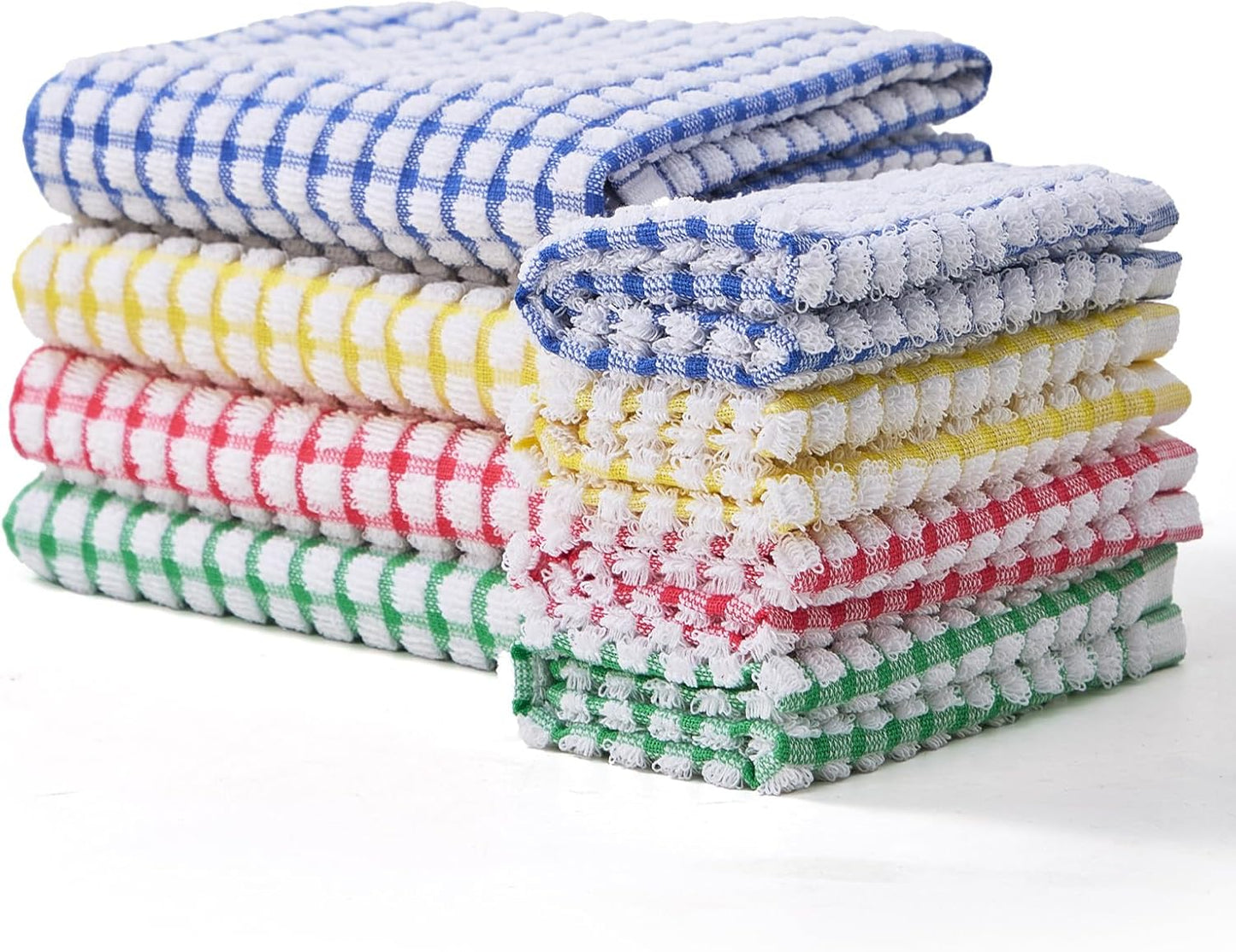 Egles Dish Cloth Terry Kitchen Towel 100% Cotton Kitchen Dish Cloths for Scrubbing Wash Cloths Dish Towels Sets (8 Packs 12x12 Inches & 15x27 Inches Mix Color)