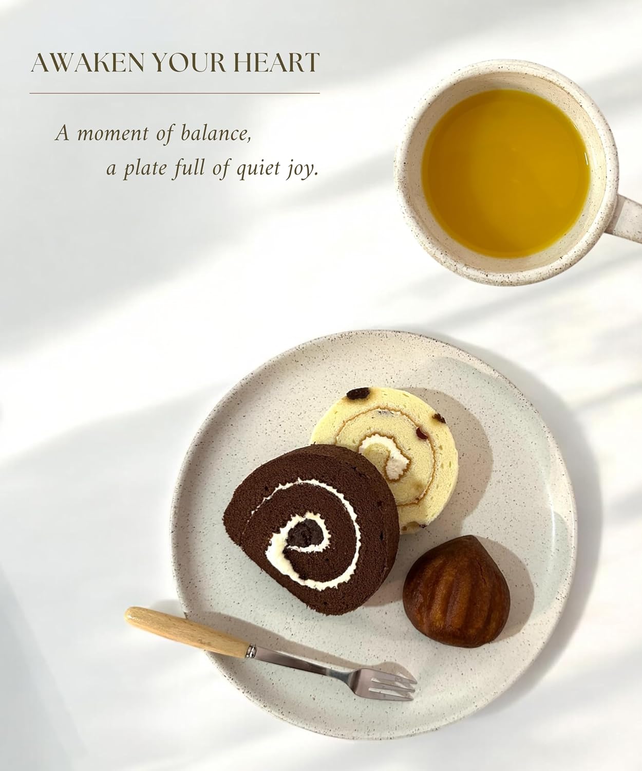 Stoneware Plate Set of 4-8.5" Ceramic Flat Plates for Salad, Appetizer, Dessert, Lunch & Dinner - Microwave, Oven & Dishwasher Safe, Scratch Resistant - Minimalist Design - Oatmeal Cream