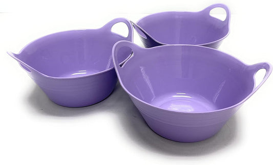 Mintra Home Plastic Bowls with Handles (Lavender, 970ml Small 3pk)