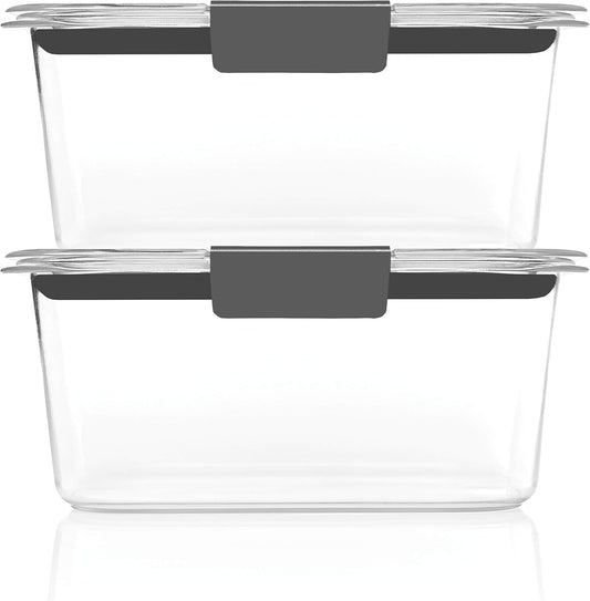 Rubbermaid Brilliance BPA-Free Food Storage Containers, Medium Deep, 4.7 Cup, 2-Pack, Airtight & Leak-Proof, Microwave & Dishwasher Safe
