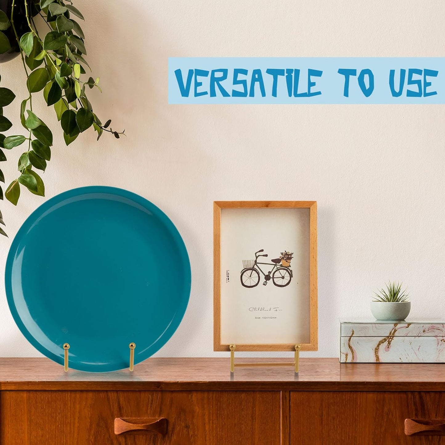 Hoteam 20 Pack Plate Stands for Display, 10 Pcs 4 Inch Metal Frame Plate Holder Display Stand and 10 Pcs 6 Inch Easel Rack for Pictures Photo Decorative Dish Collectibles Tabletop Art(Gold)