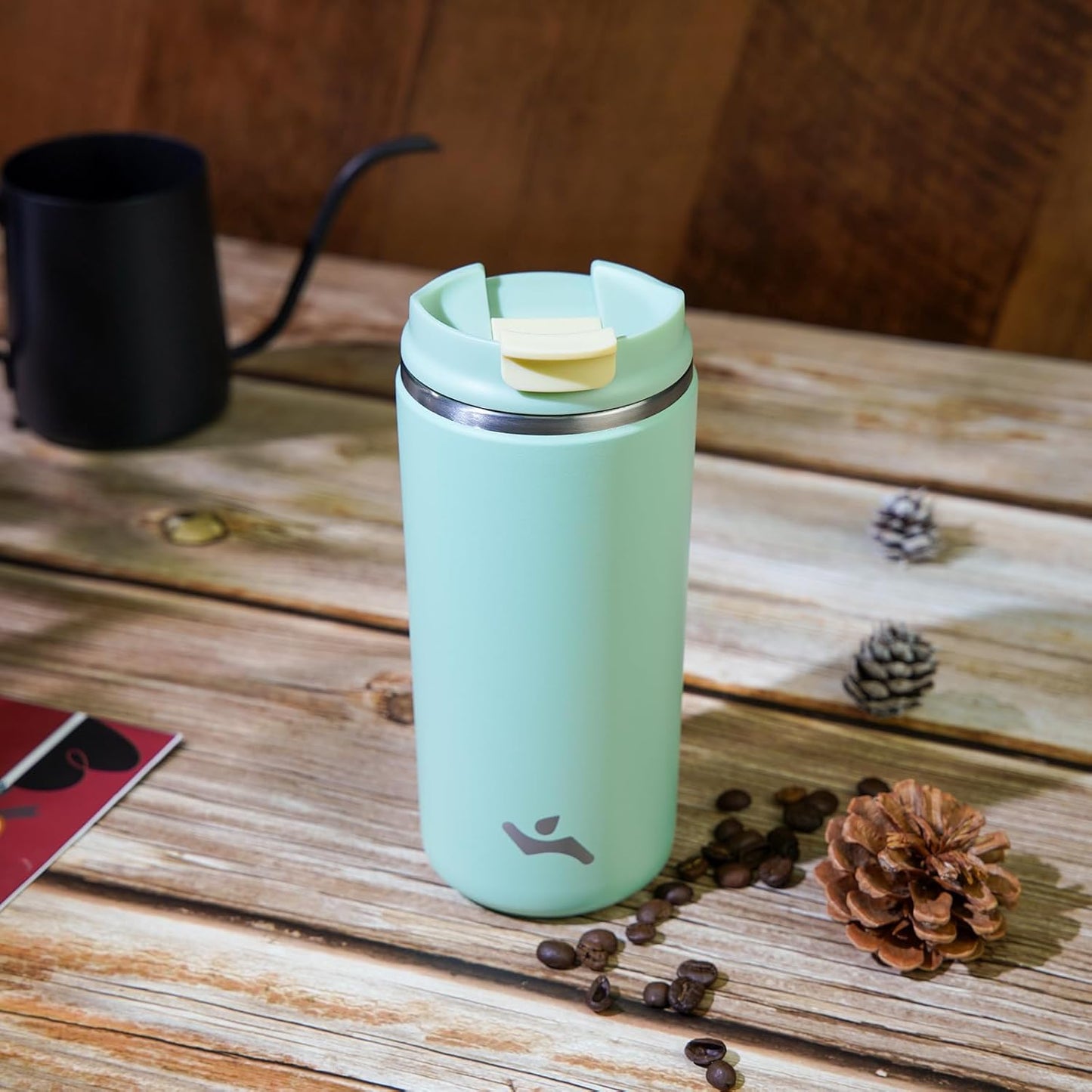 Tumbler with Lid, 12 oz Travel Coffee Mug Double Wall Vacuum Stainless Steel Thermal Metal Cup Insulated Water Bottle,Macaron Green