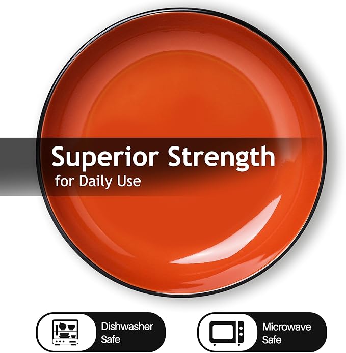 MIAMIO – 30 Oz / 8.6 Inch Set of 6 Pasta Bowls/Salad Bowls, Pasta Plates Wide and Shallow Bowl, Large Ceramic Stoneware Deep Plate Serving Soup - Le Papillon Collection (Mixed)