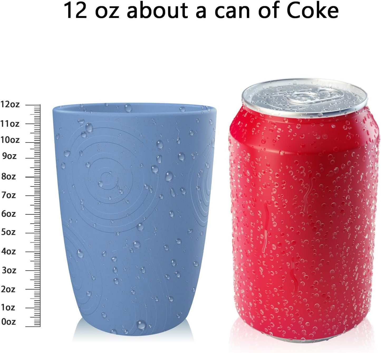 Homienly Drinking Glasses Premium Wheat Straw Unbreakable Cups - Set of 6 Alternative to Plastic Cups Reusable Unbreakable Drinking Cup Reusable Dishwasher Safe Water Glasses Tumblers (12 OZ)