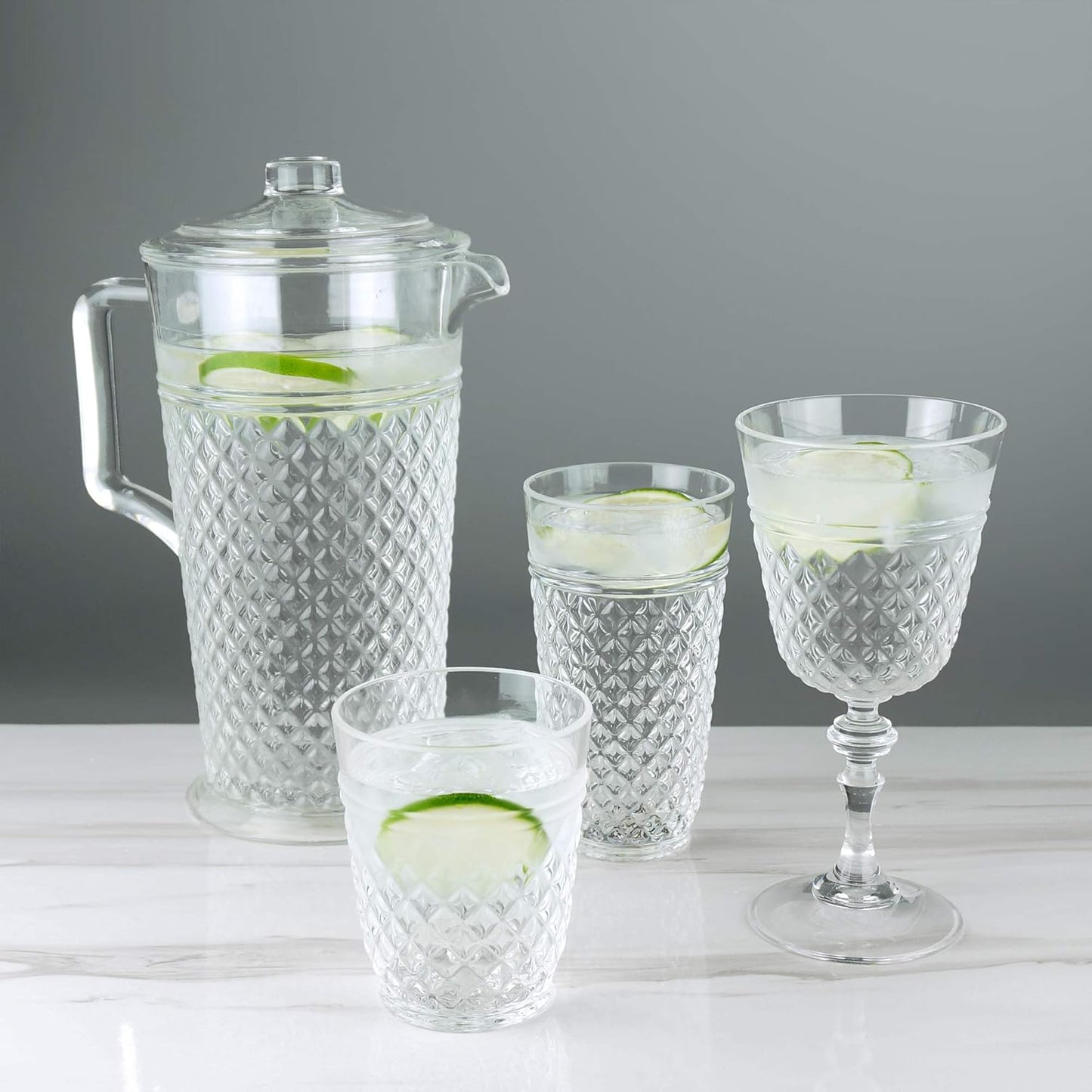 PG Plastic Drinking Glasses 20oz - Set of 4 Clear Acrylic Water Glasses - Plastic Tumblers, Safe & Reusable, Drinkware for Indoor & Outdoor Glassware