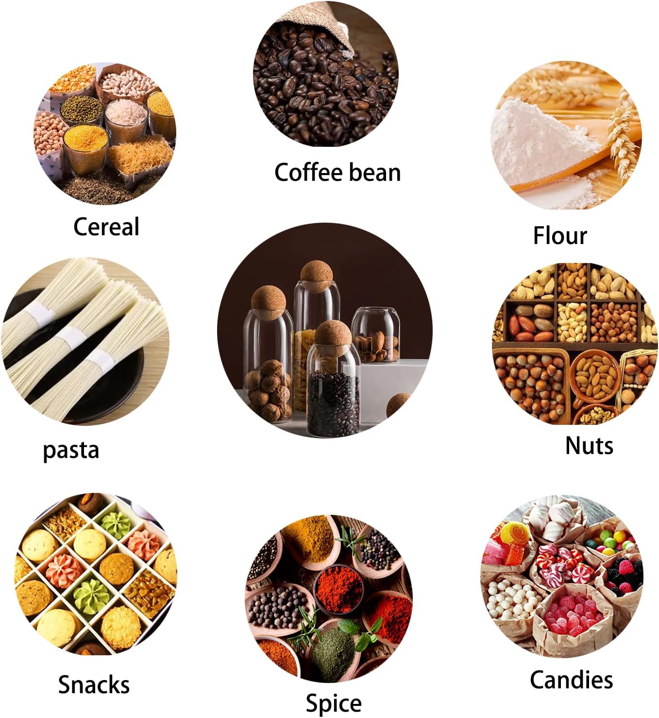 1500ML/50Oz Clear Glass Bottles, Glass Food Storage Containers with Airtight Round Cork, Decorative Sealed Jar Organizer Holder with Wooden Lid for Candy, Cookie, Nut, Spice, Tea, Coffee Bean