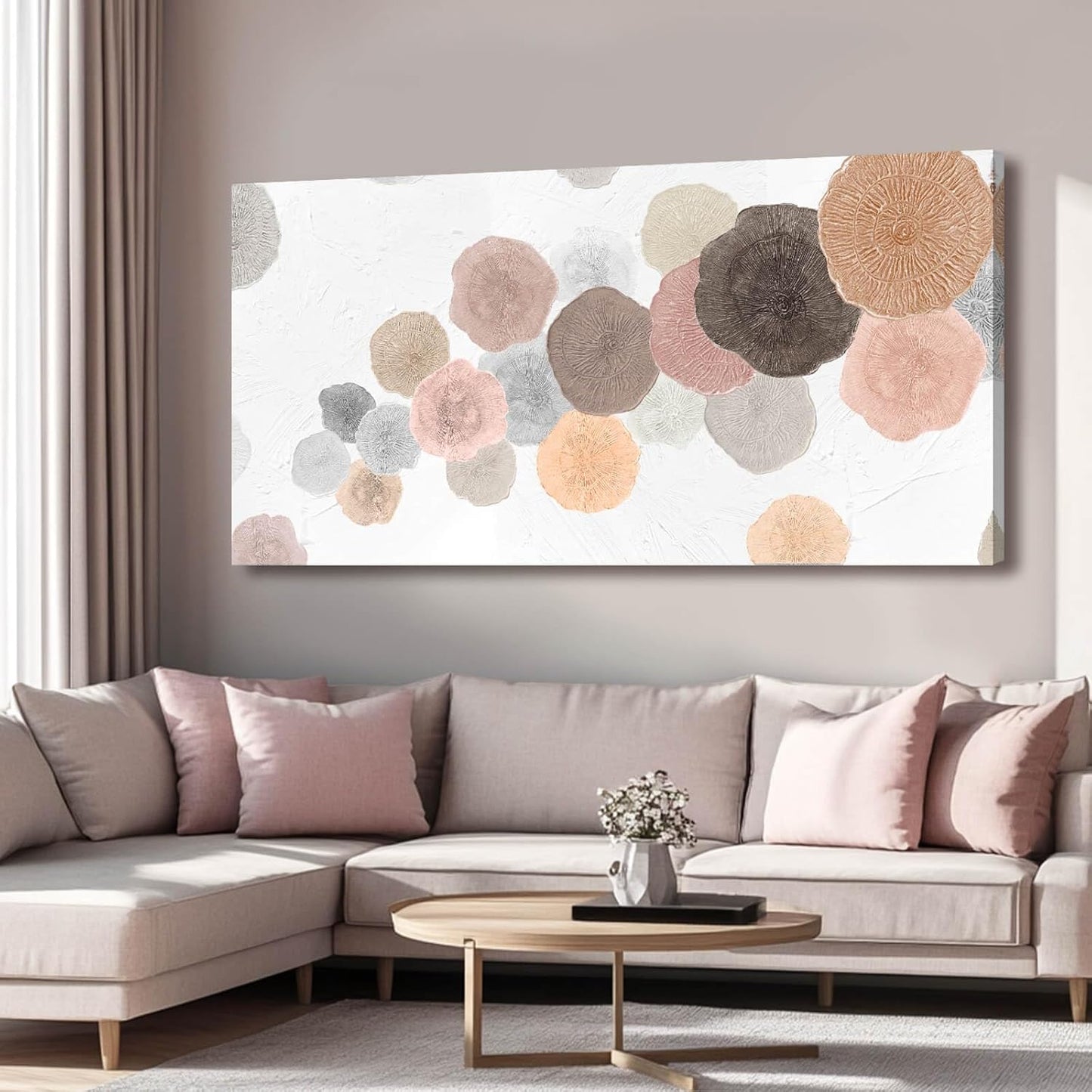 VAYIMDH Pink and Grey Painting on White Background Large Abstact Living Room Artwork Canvas Textured Wall Art for Bedroom Office 29"x 58" Hallway Decor
