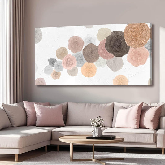 VAYIMDH Pink and Grey Painting on White Background Large Abstact Living Room Artwork Canvas Textured Wall Art for Bedroom Office 29"x 58" Hallway Decor
