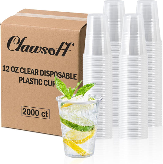 2000 Pack 9 oz Clear Plastic Cups, 9 Ounce Disposable Drinking Cups for Party, Event, Picnic, Cold, Hot