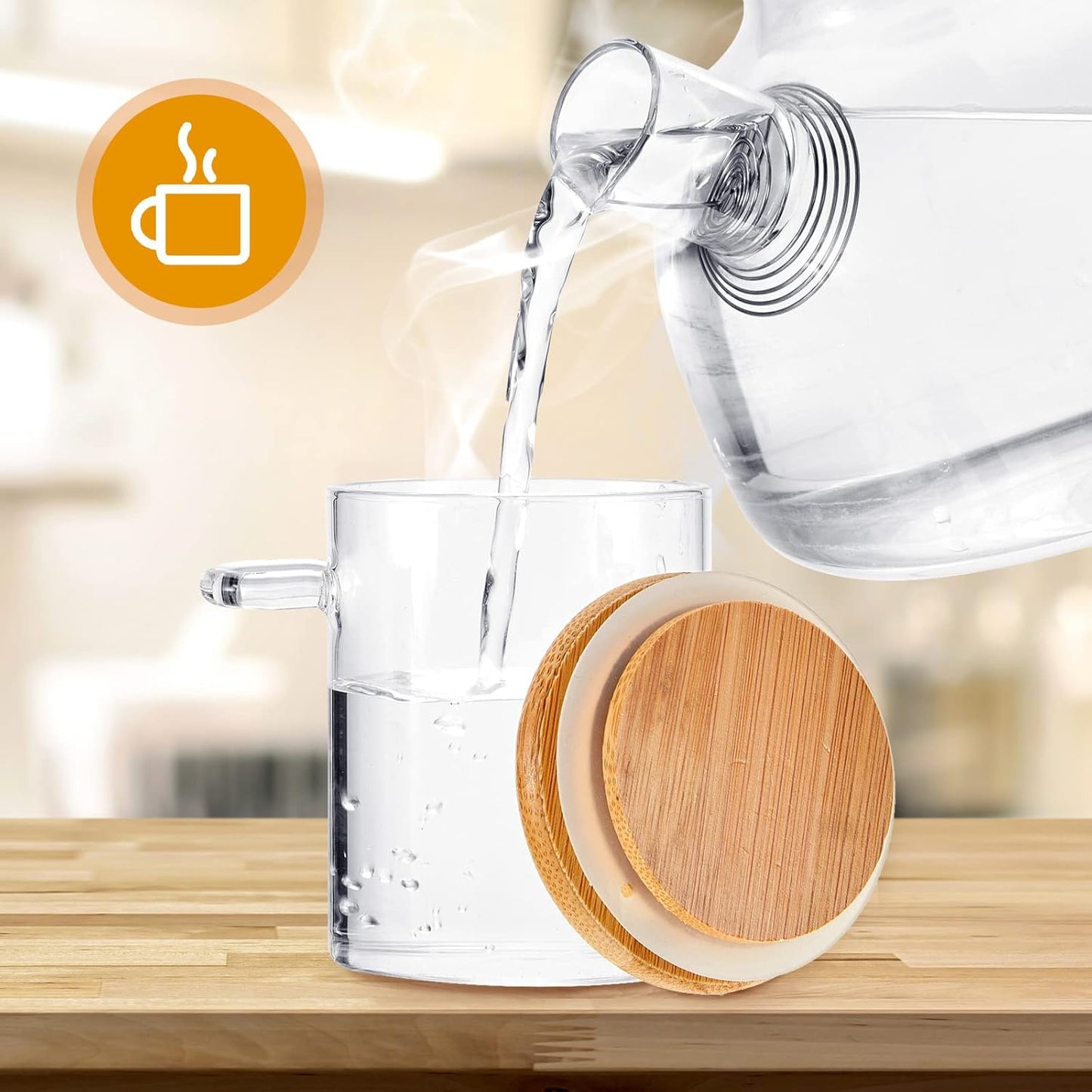 Tessco for you 12 Pack Sugar Jar Glass Container with Spoon Clear Glass Jars with Bamboo Lid and Spoon Scoop for Coffee Beans, Spice, Brown Sugar, Tea, Flour, Nuts, Candy, Salts (6 oz)