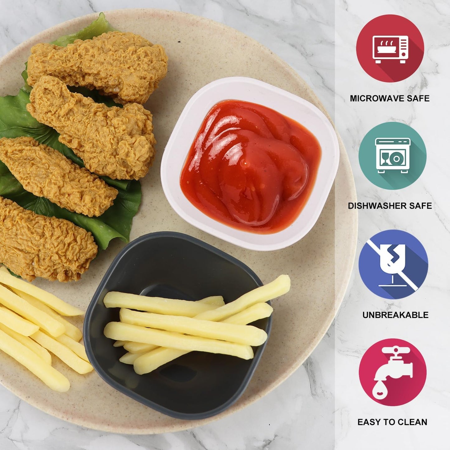 Wrova 6 pack small wheat straw bowls 5oz,alternative plastic dipping bowls,unbreakable dessert bowls microwave and dishwasher safe for dessert,sushi,condiment (Classic Series)