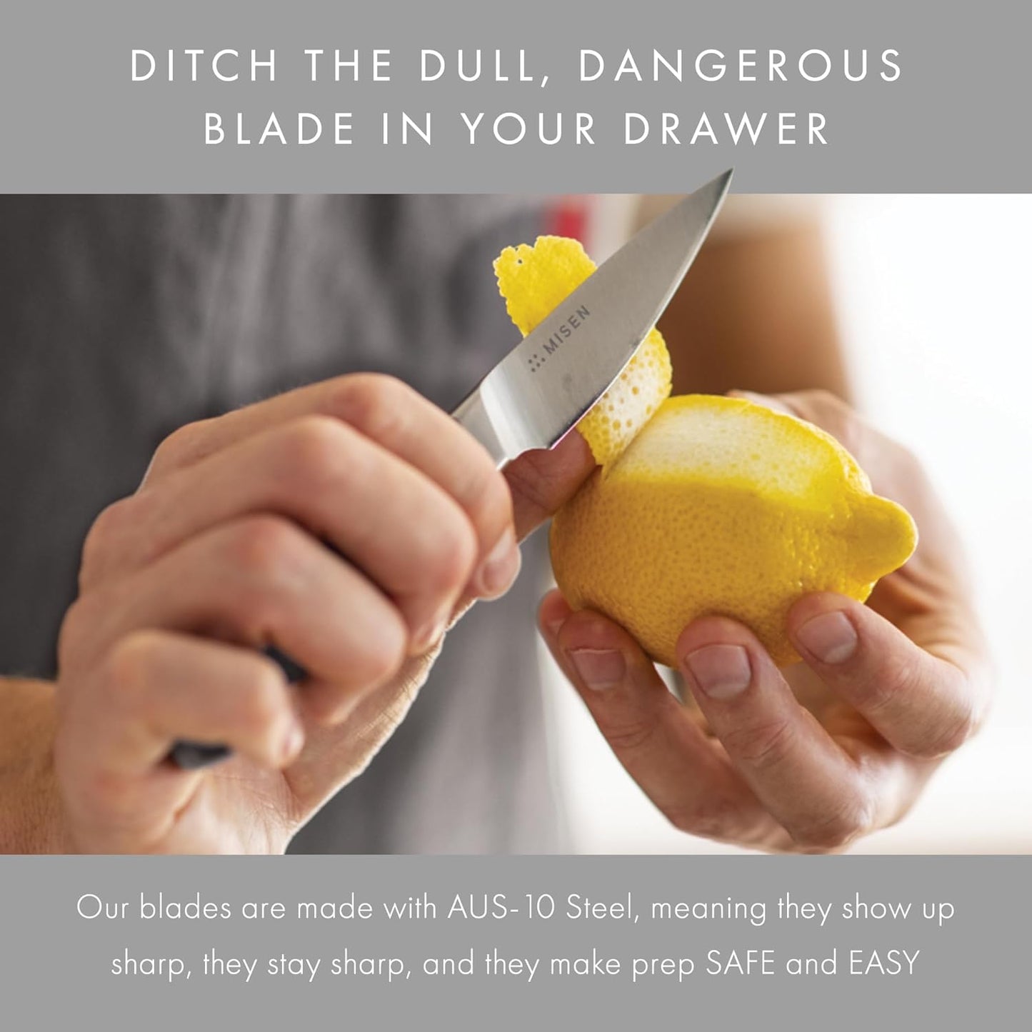 Misen 3.5" Paring Knife – Precision Kitchen Knife - High-Carbon Stainless Steel Blade – Ergonomic Handle for Peeling, Trimming, and Slicing – Lightweight, Versatile Tool for All Culinary Tasks - Gray