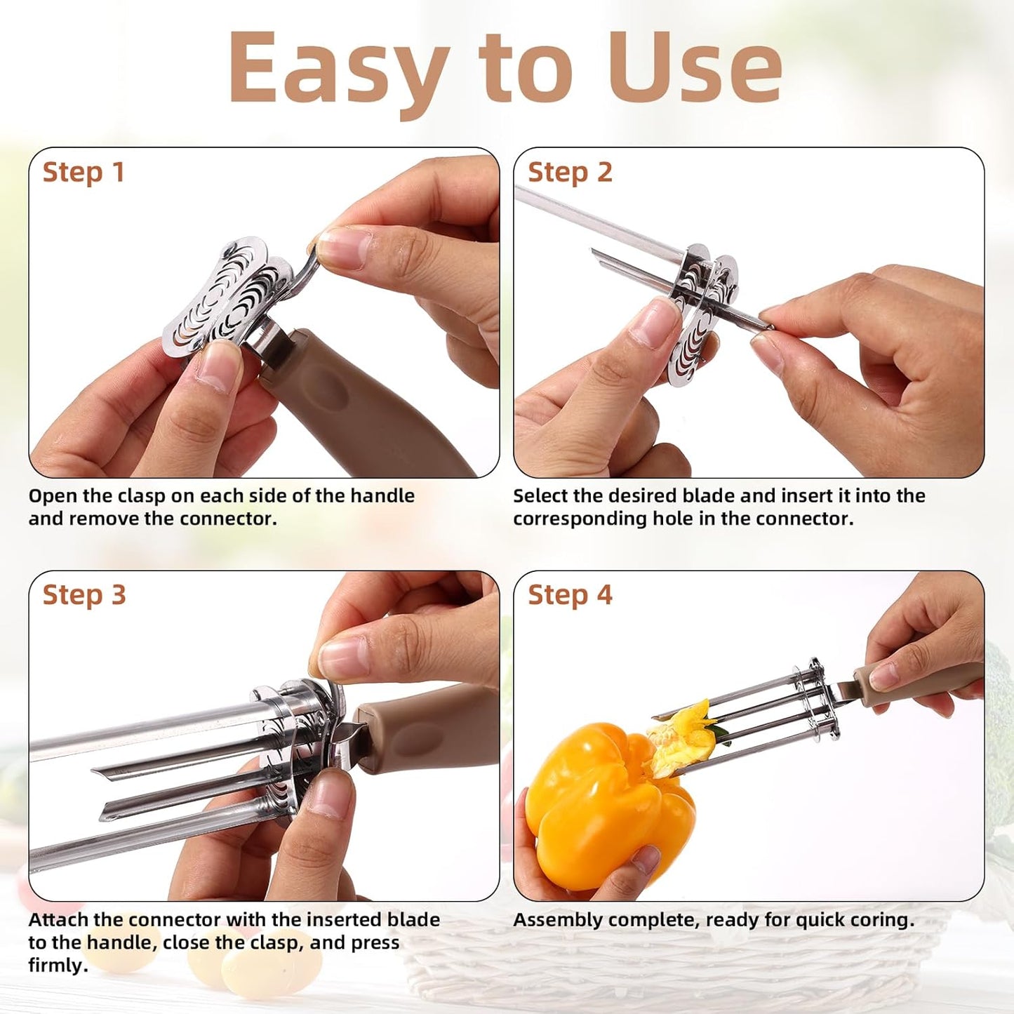 Fruit and Vegetable Core Remover, Stainless Steel Adjustable Red Bell Pepper Corer Practical Kitchen Apple Remover Gadget for Removing Fruit & Vegetable Cores