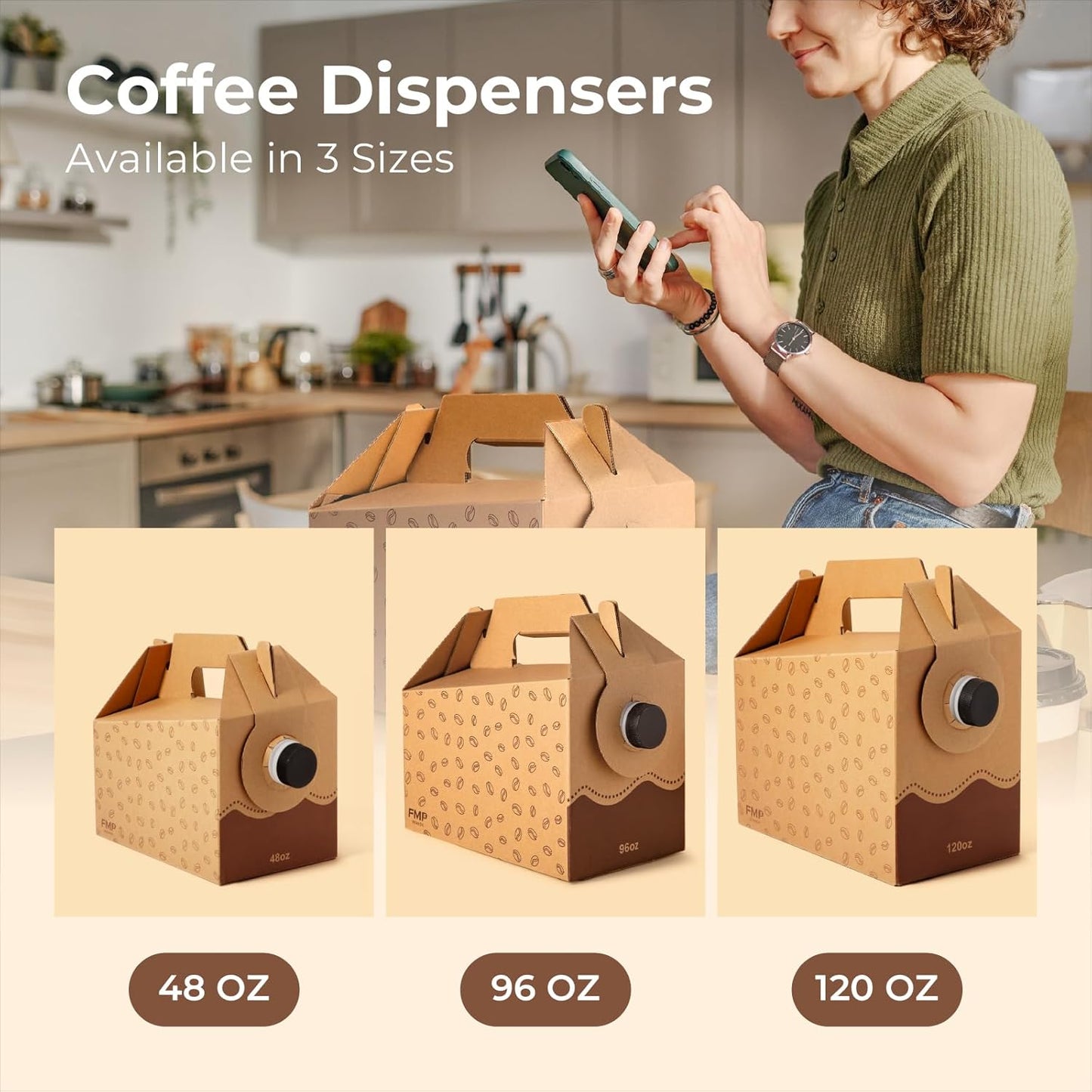 Fit Meal Prep 25 Pack 96 oz Disposable Coffee Dispensers with Handle, Insulated to Go Storage Containers, Portable Coffee Box Cold Hot Drink Dispenser Bulk for Party, Catering, Office, Take Out