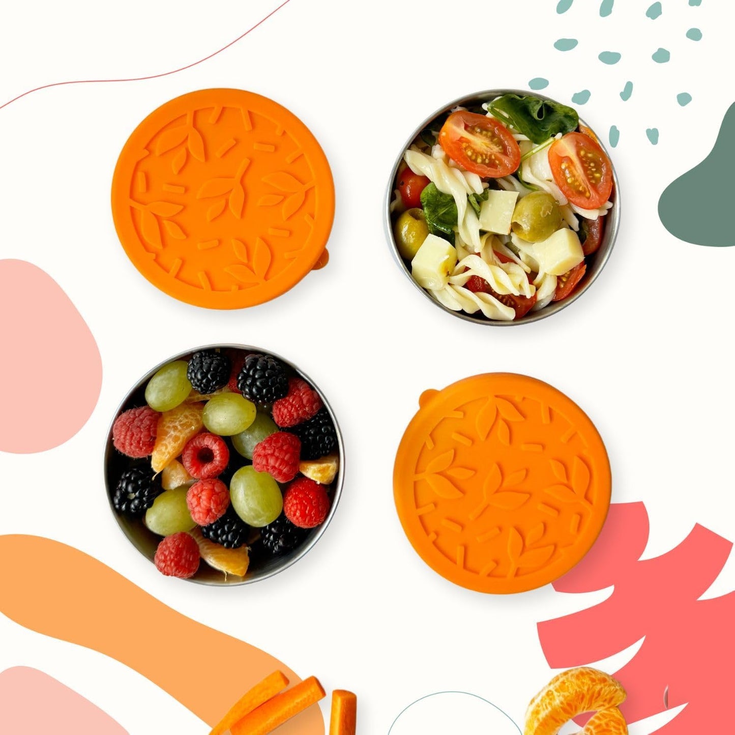 TAVVA 2 X 12 oz Stainless Steel Containers with Lids 12 oz - Leakproof w/Silicone Lids - BPA Free - Dishwasher & Freezer Safe - Portable & Reusable - Stainless Steel Storage Food Snack Containers