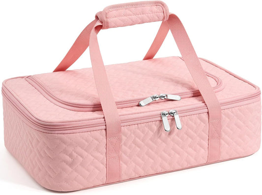 Insulated Casserole Carrier - Portable Casserole Carrier for Hot or Cold Food, Lasagna Holder for Parties,Picnic,Cookouts,Traveling - Fits 9" x 13" Baking Dish (Pink)