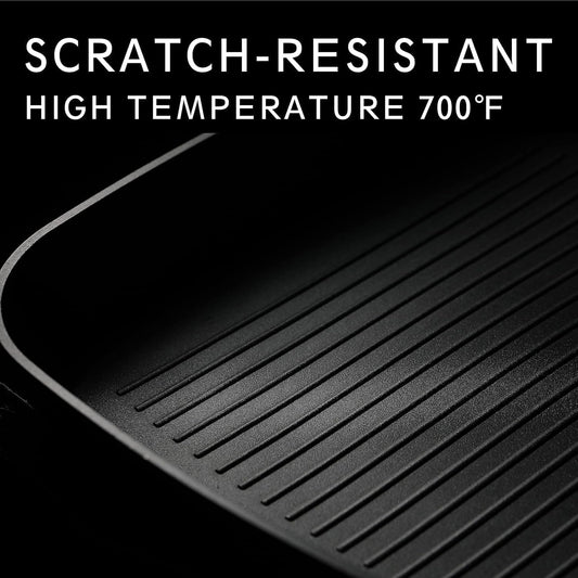 MsMk Square Grill Pan with lid, Stay-Cool Handle, Each Ridge Nonstick, Oven Safe Dishwasher Safe Induction Grill pans for Stove Tops, Square Frying Pan, Bacon Pan, Indoor Chicken Skillet, 11-Inch