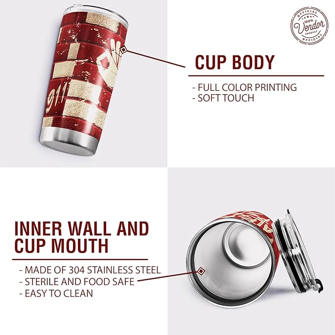 Kappa Alpha Psi Fraternity Paraphernalia - Official Vendor - 20 oz Stainless Steel Insulated Sublimation Tumbler - Blocks