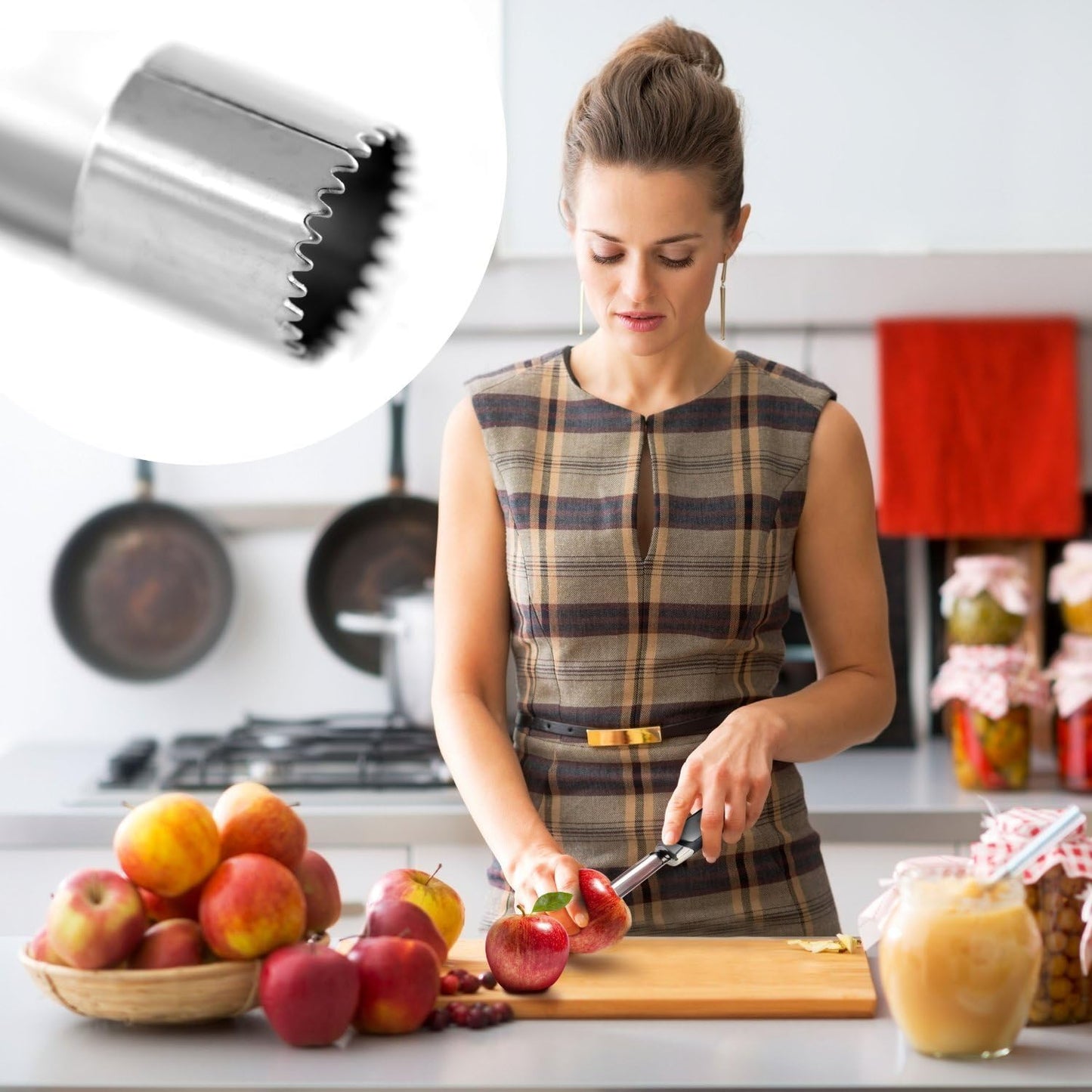 Orblue Premium Apple Corer Tool - Durable Stainless Steel Fruit Core Extractor Tool - Apple Corer Remover, Black