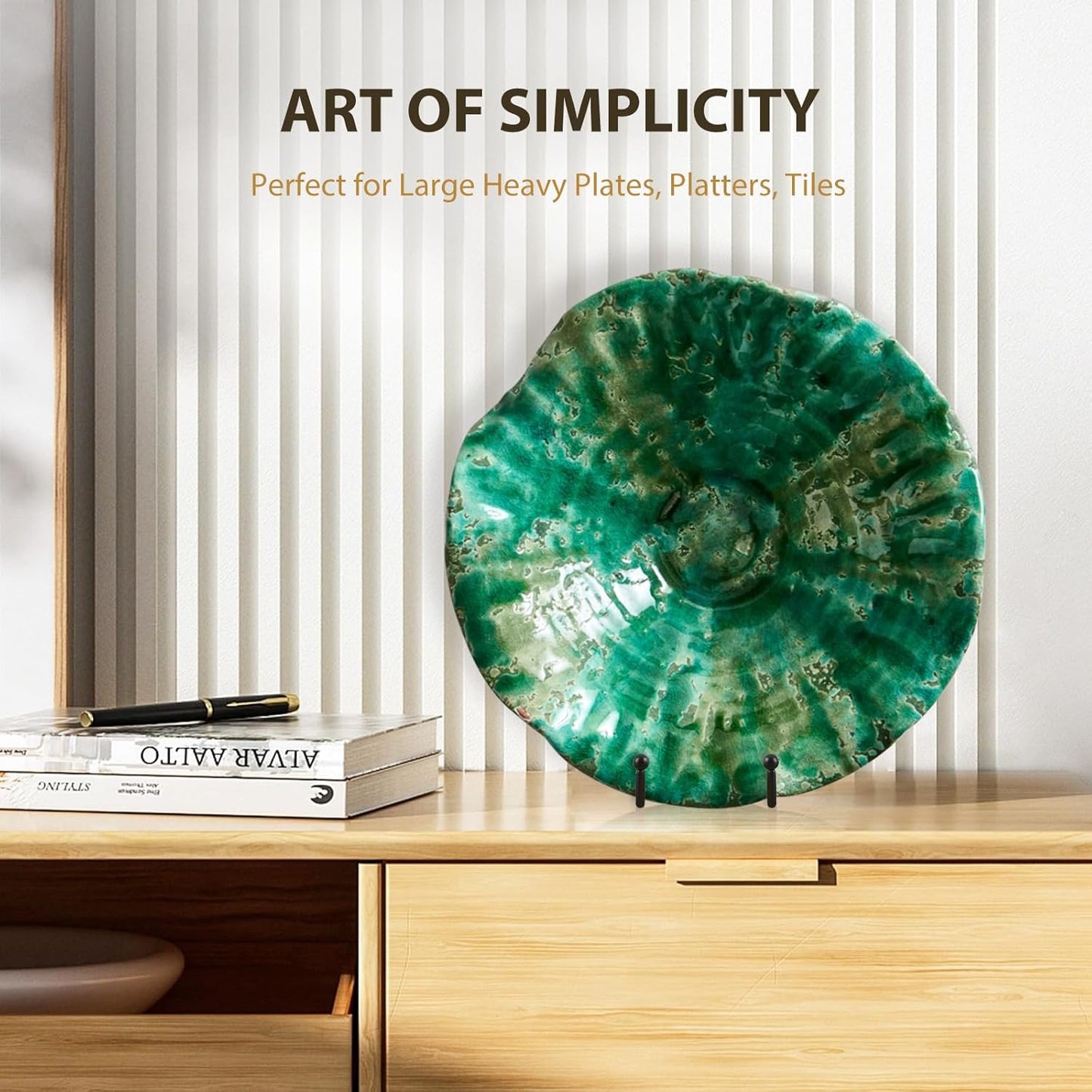 LIONWEI LIONWELI Plate Display Stand Easel Holders - 10" Tabletop Metal Stands for Heavy Plates, Large Platters and Plaques - Black, 2-Pack