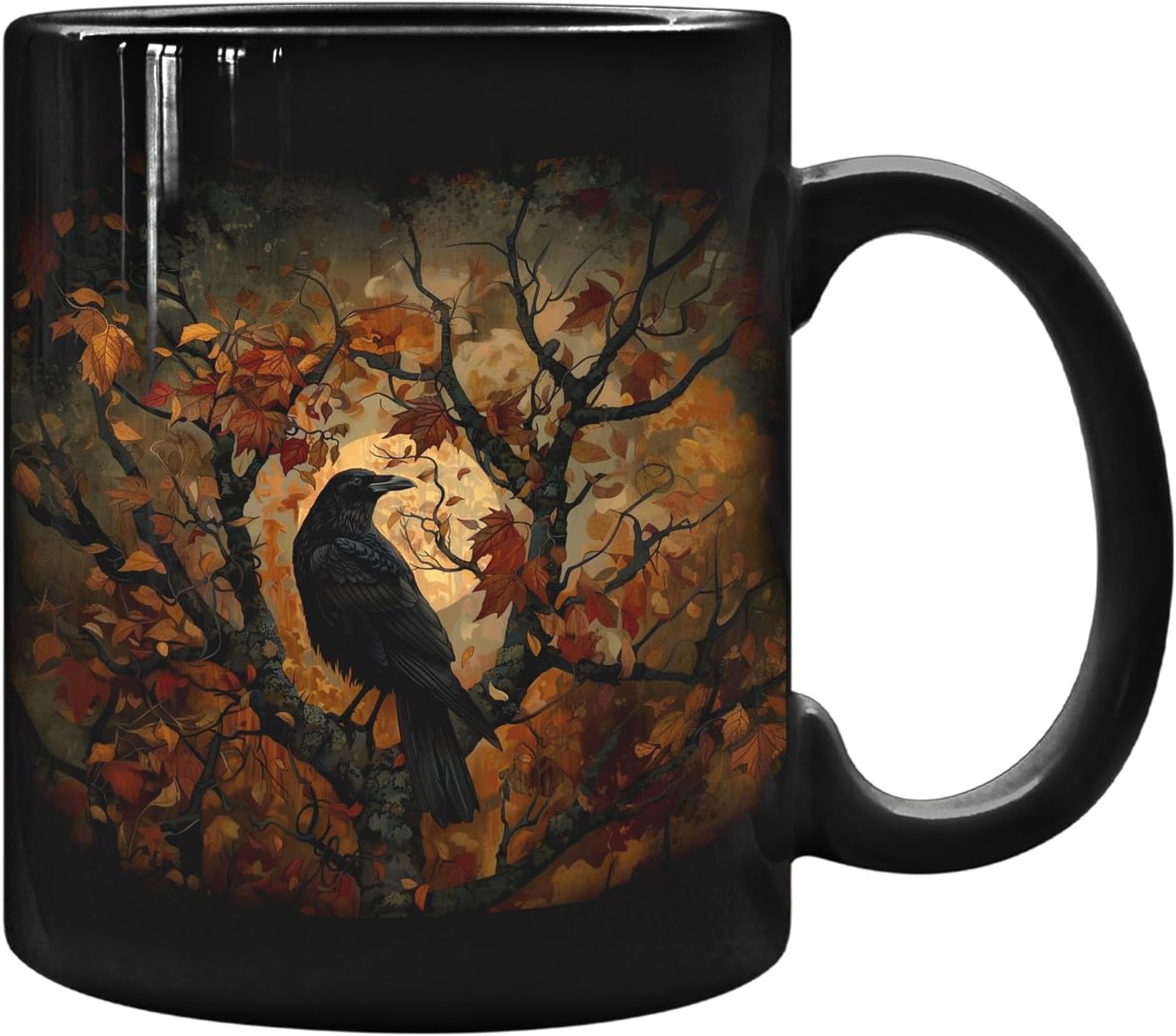 Raven Decor, Crow Decor, Gothic Mug Gifts for Women, Gothic Decor for Bedroom, Halloween Gifts for Women, Black Halloween Mugs, Fall Ceramic Coffee Mug 11 Oz