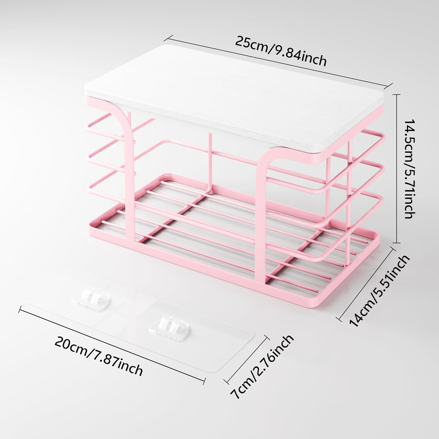 Small Grocery Bag Holder,Wall Mount Trash Bag Holder Dispenser with Bamboo Top,Suitable for Garbage Bags of 100 Rolls under 13 Gallons,Pink