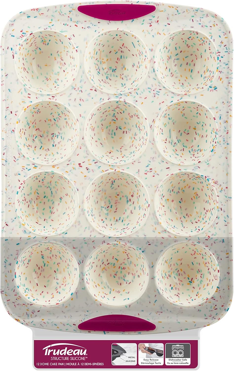 Trudeau Structure White Confetti Reinforced Silicone 12 Cup Dome Cake Pan/Mold (05118652)