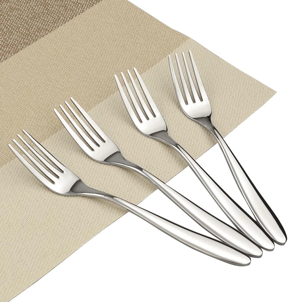 Ramddy Dinner Fork Flatware Set, 18/10 Stainless Steel Table Forks, 12 Pieces, A