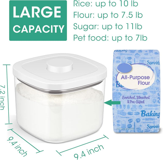 Airtight Rice Container 10 Lbs, Clear Plastic Food Storage Container Bin For Flour Sugar, Dry Food Holder with Easy Locking Lid for Kitchen Pantry Organization and Storage