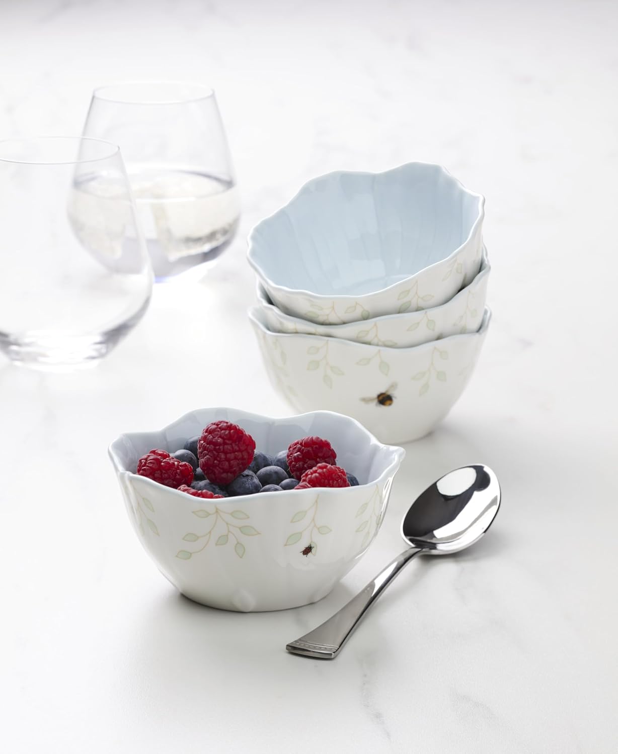 Lenox 897767 Butterfly Meadow Floral Dessert Bowls, Blue, Set of 4