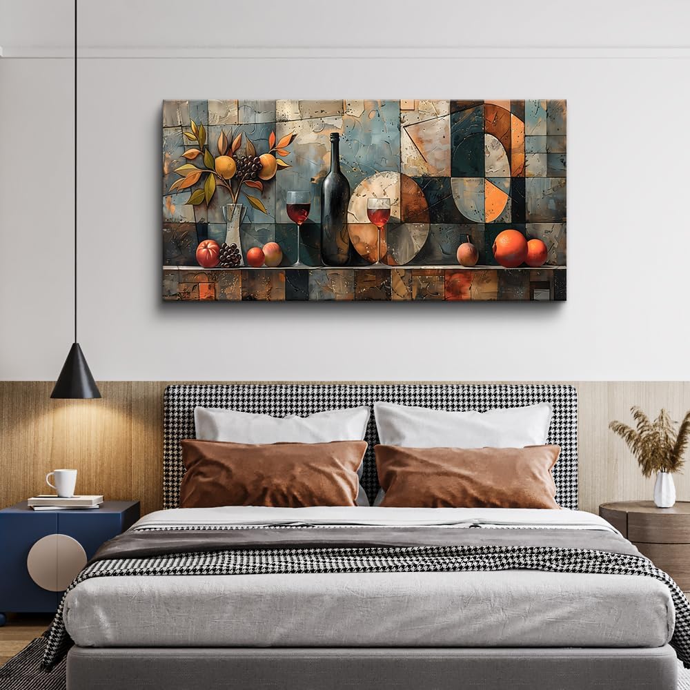 KELIYUAN Large Canvas Wall Art For Kitchen Wall Decor For Living Room Restaurant Pub Decorations Wine Glass Wall Painting Still Life Abstract Pictures Artwork Dining Mural Posters Decor 30"x60"
