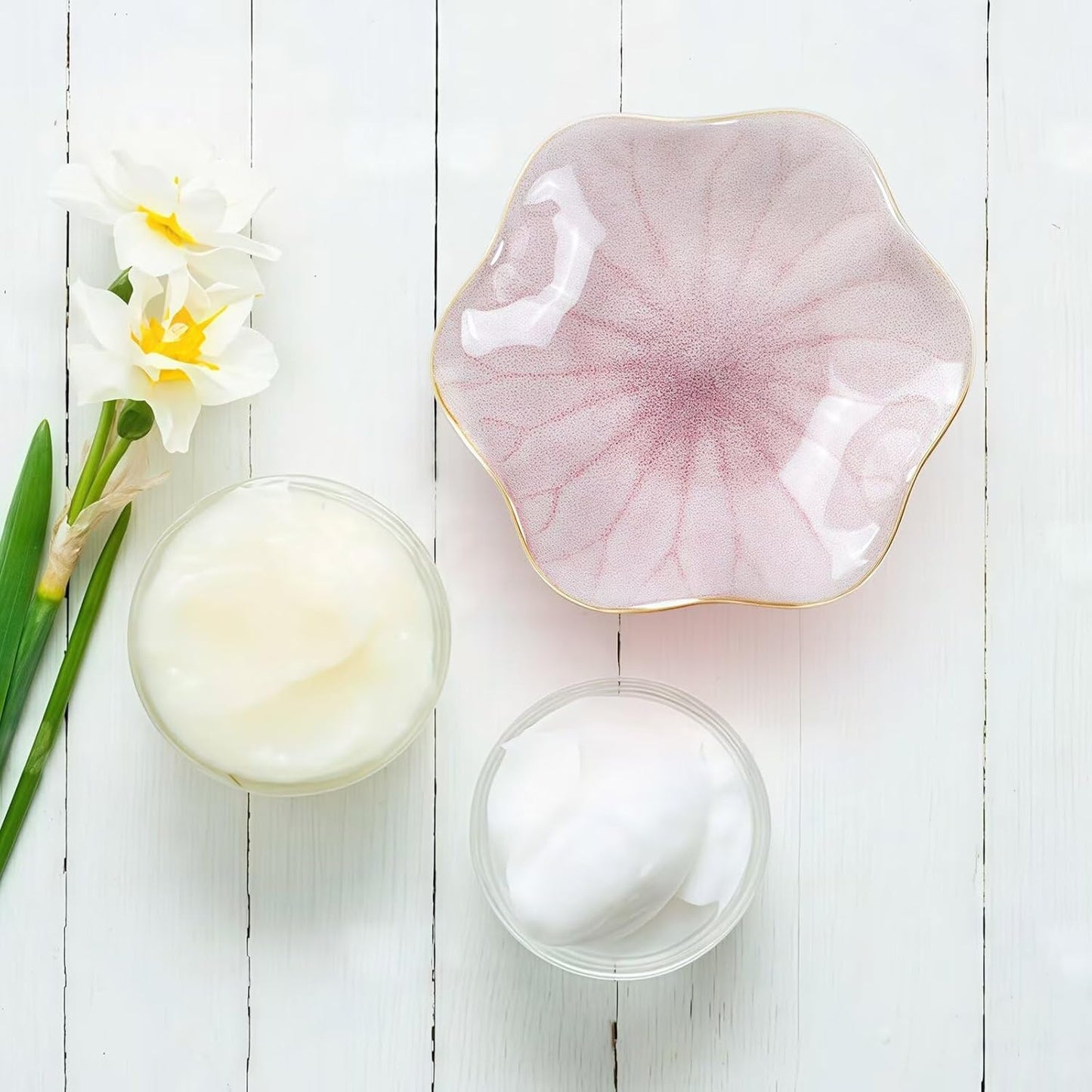 2Pcs Ceramic Jewelry Dish - Lotus Leaf Shape, for Ring Holder Necklace Small Key, Suitable for Mother Friend Sister, Gifts for Women, Cute Plate Trinket Tray, Home Decor (Light Blue & Pink)