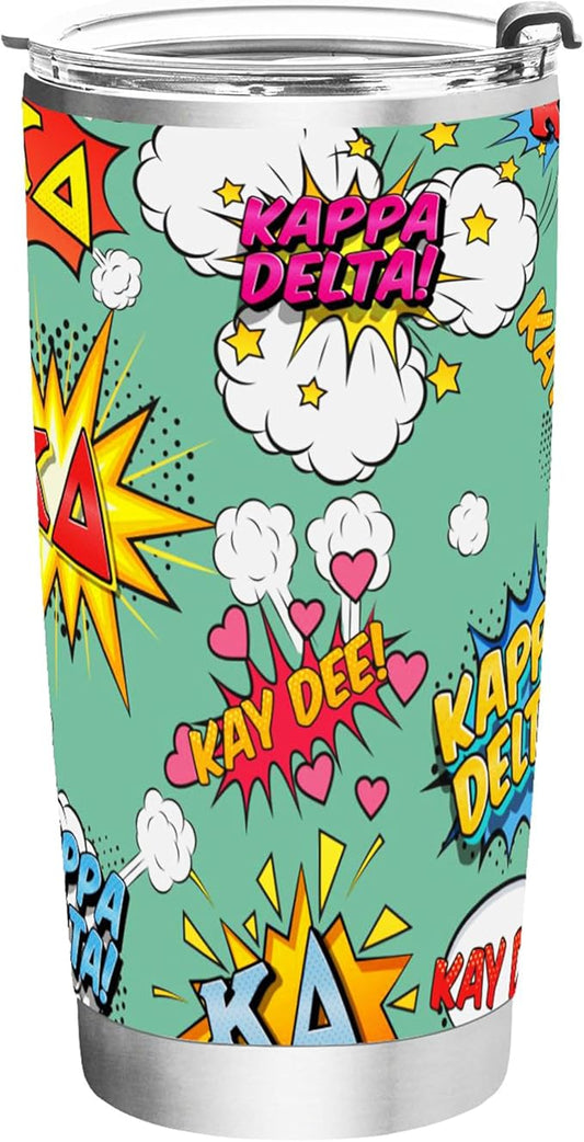 Kappa Delta Paraphernalia - Officially Licensed - 20 oz Stainless Steel Insulated Sublimation Tumbler - Comic Bang