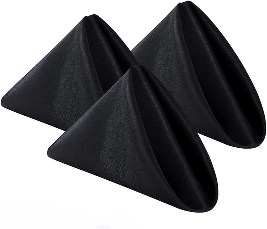 Bailarina Cloth Napkins Set of 120,17x17 inches Dinner Napkins Cloth Washable,Polyester Square Table Cloth Napkin Bulk with Hemmed Edges Ideal for Banquets, Parties and Weddings-Black