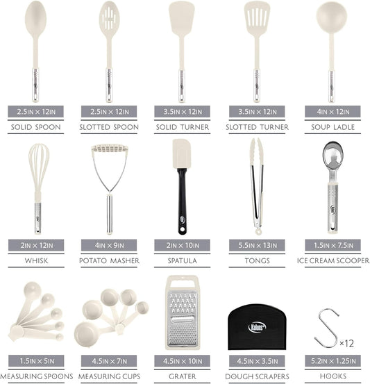 Kitchen Utensils Set 35 PCS Cooking Utensils Set, Nonstick and Heat Resistant Nylon Stainless Steel Silicone Spatula Set - Kitchen Gadgets Home Essentials Kitchen Accessories, Apartment Must Haves