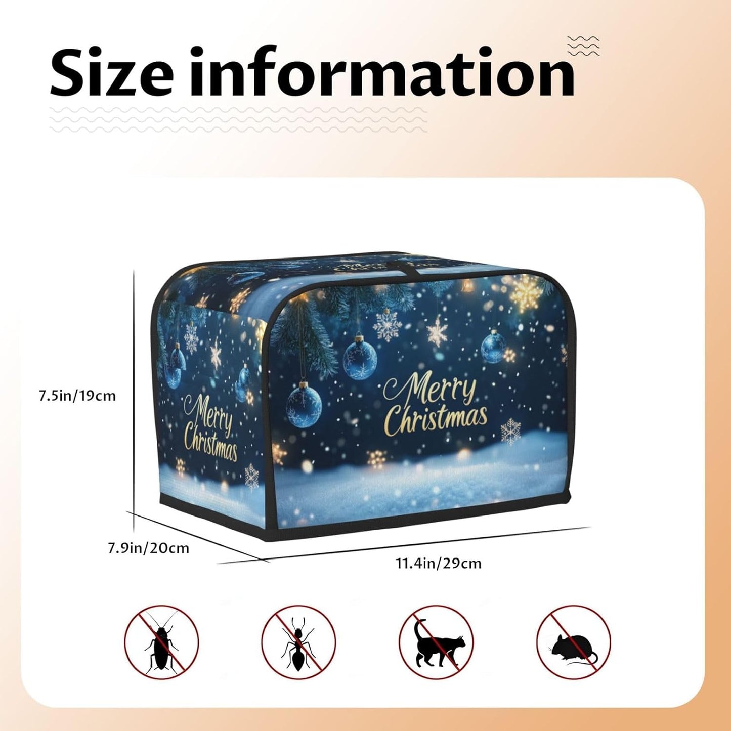 Toaster Cover 2 Slice Winter Snowflake Christmas Blue Ball Kitchen Small Appliance Covers with Pockets Dust and Fingerprint Protection