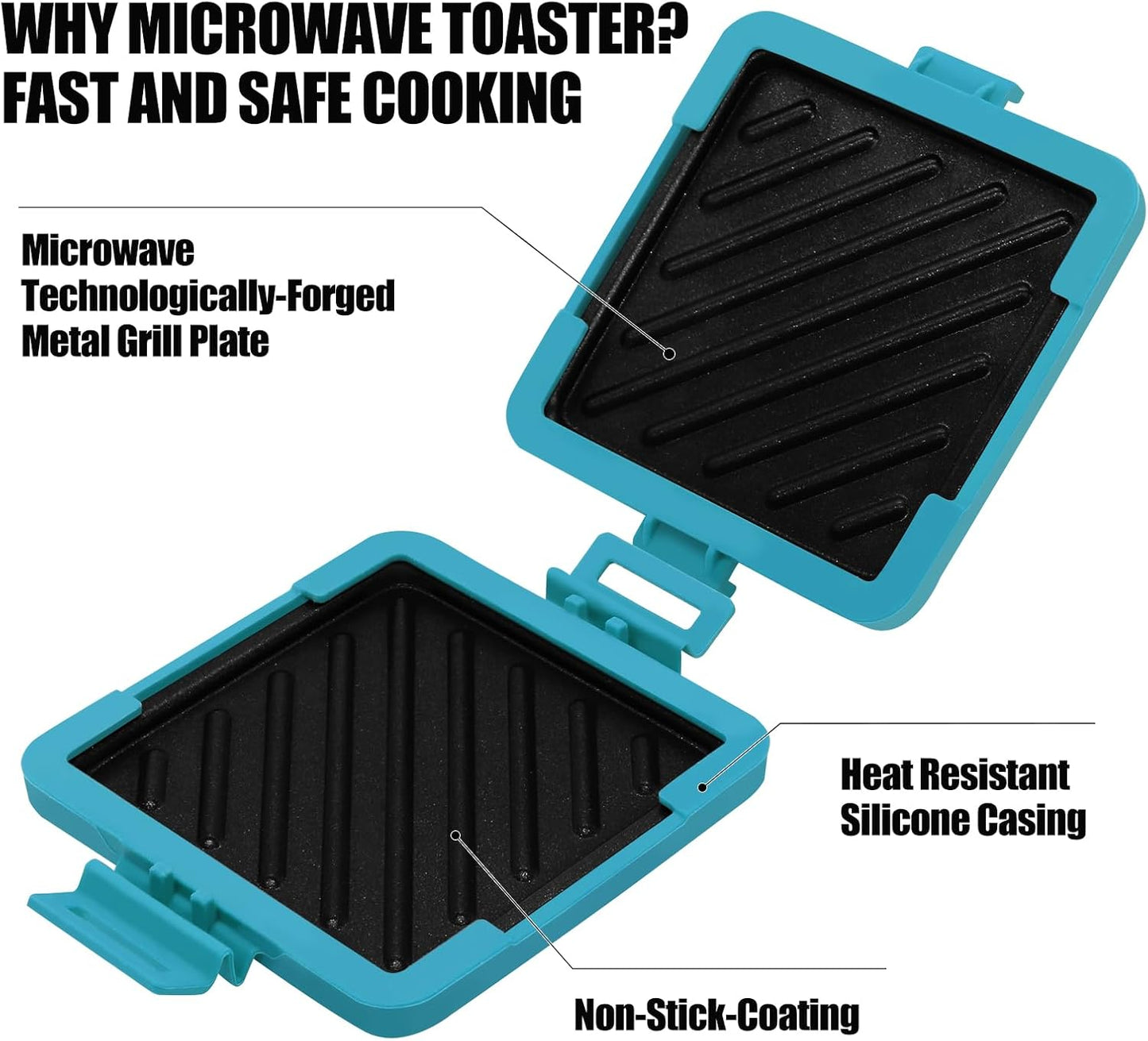 Toaster,Microwave Toaster, Sandwich Maker, Panini Maker, Dishwasher Safe,NO Electricity,Wireless,Time Saving,Fast,Toastie Safe in Microwave Oven(Blue, Microwave Sandwich Maker)