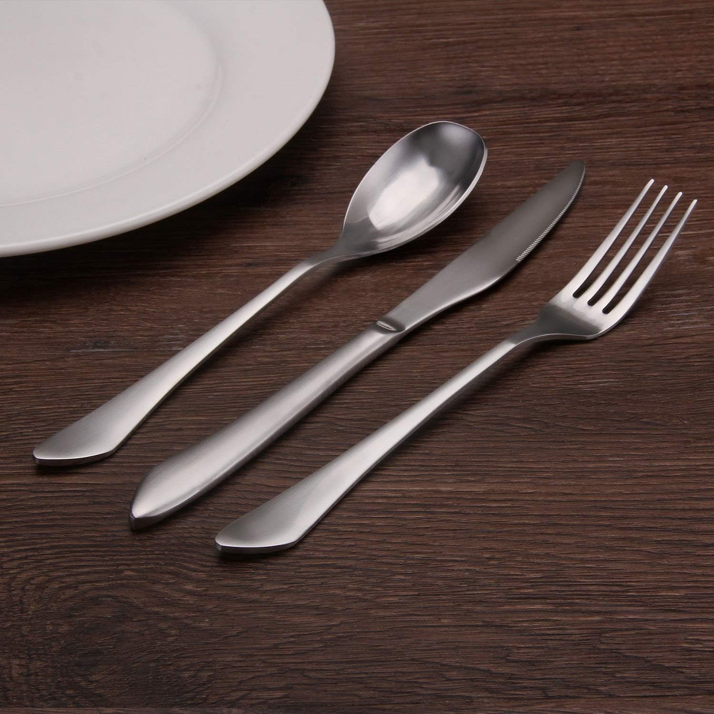 Matte Silverware Set, 20-Piece Stainless Steel Flatware Set Service for 4, Satin Finish Tableware Cutlery Set for Home and Restaurant, Dishwasher Safe