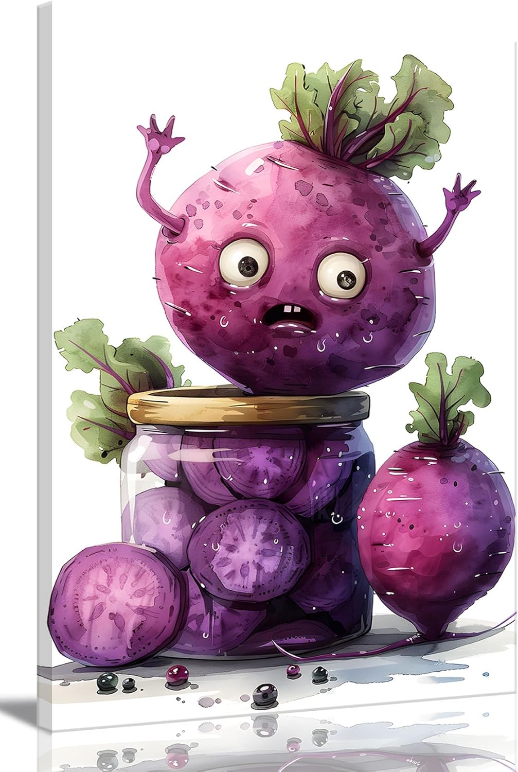 OIQArtOIQ Funny Kitchen Wall Art, Weird Kitchen Wall Decor, Vegetable Paintings Cool Postsers, Food Art, Eclectic Decor Dining Room, Chef Canvas Wall Art Print Artwork, Pickle Pictures