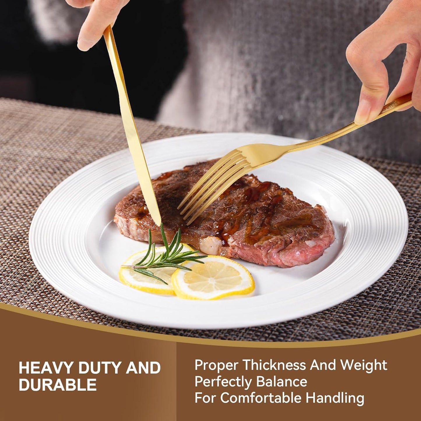 Gold Silverware Set, 30 Piece Flatware Cutlery Set for 6, 18/0 Stainless Steel Silverware, Mirror Polished Cutlery Utensil Set Includes Knife Fork Spoon For Home Kitchen Restaurant Gift