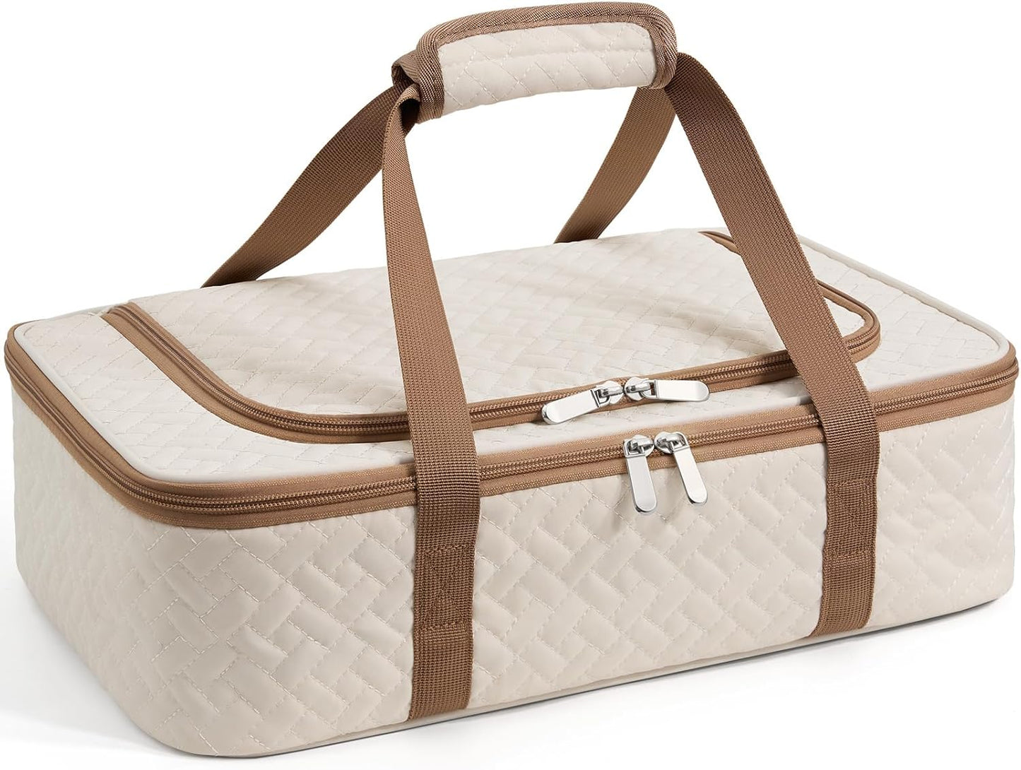 Insulated Casserole Carrier - Portable Casserole Carrier for Hot or Cold Food, Lasagna Holder for Parties,Picnic,Cookouts,Traveling - Fits 9" x 13" Baking Dish (Beige)