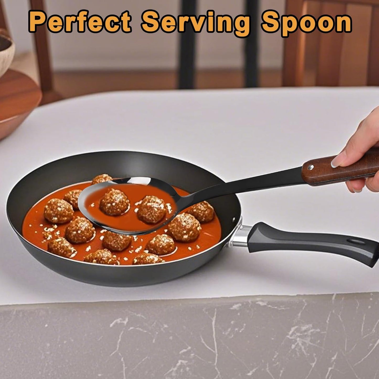 Stainless Steel Mirror Polished Kitchen Utensils Set - 6pcs Cooking Utensils Set with Wooden Handle, Heat Resistant Kitchen Tool Set for Cooking with Turners,Spatula,Ladle,Skimmer,Solid Spoon,Pasta