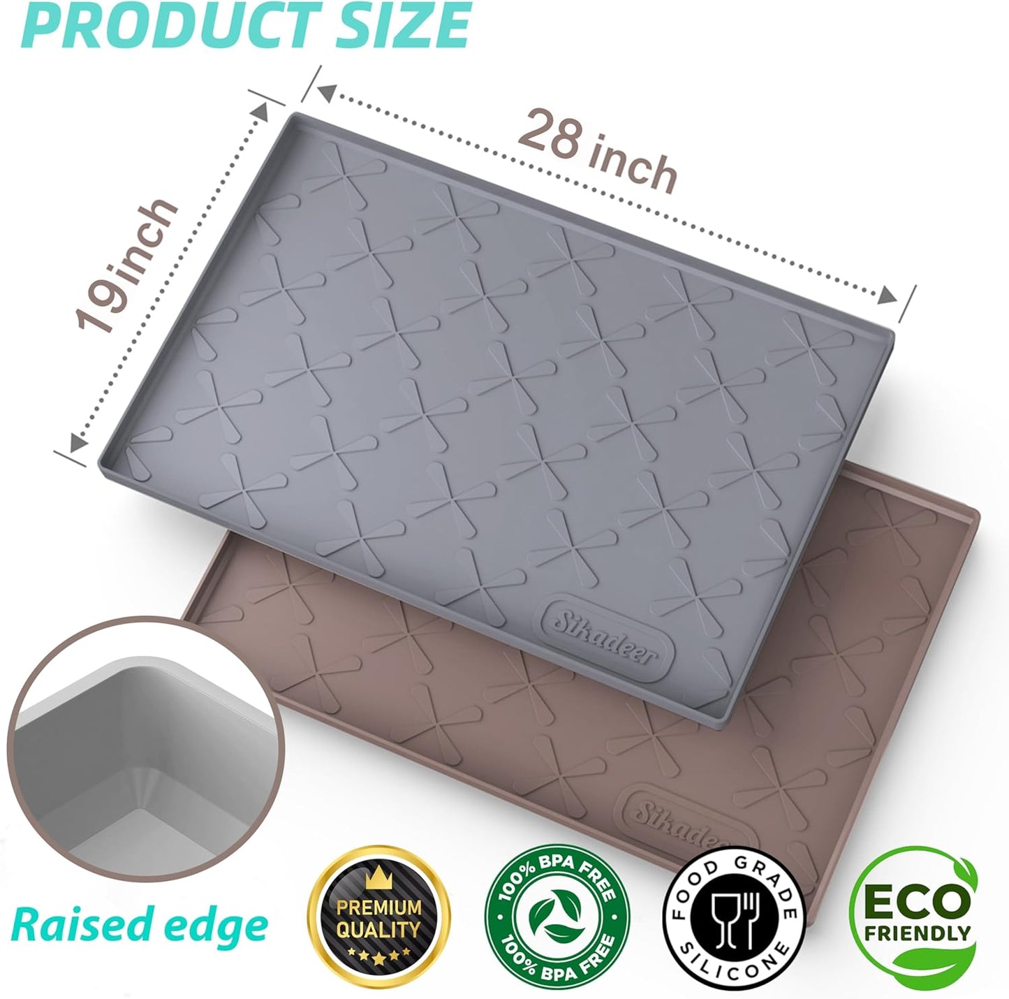 SIKADEER 28" x 19" Under Sink Mat Waterproof, Silicone Mat Kitchen Drawer Shelf and Cabinet Liner, Sink Protector for Kitchen Organizers and Storage, Boot Tray Pet Food Mats