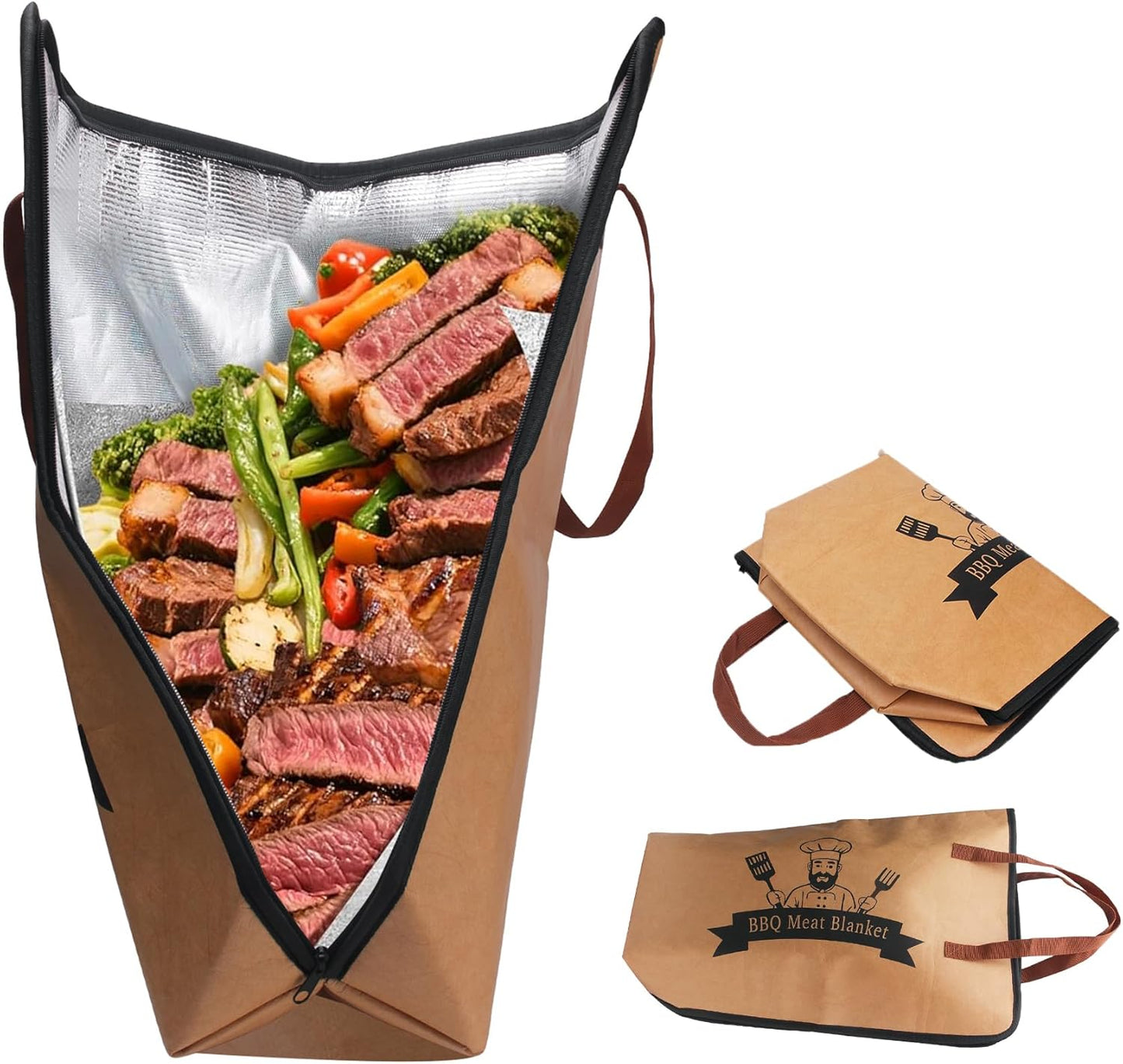 BBQ Blanket for Resting Meat, 15 in Waterproof Reusable Smoker Grilling Meat Insulated Resting Bag with Wide Mouth for Large Brisket/Beef/Pork Shoulders/Turkeys/Tenderloin