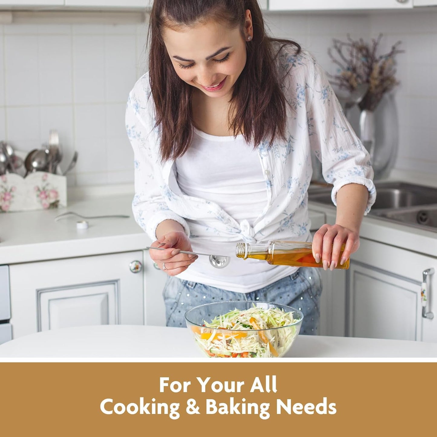 1PCS 2/3TBSP(2TSP, 10ML) 18/8 Stainless Steel Measuring Spoon, Metal Measure Scoop for Dry and Liquid Spices, Must-have for Kitchen