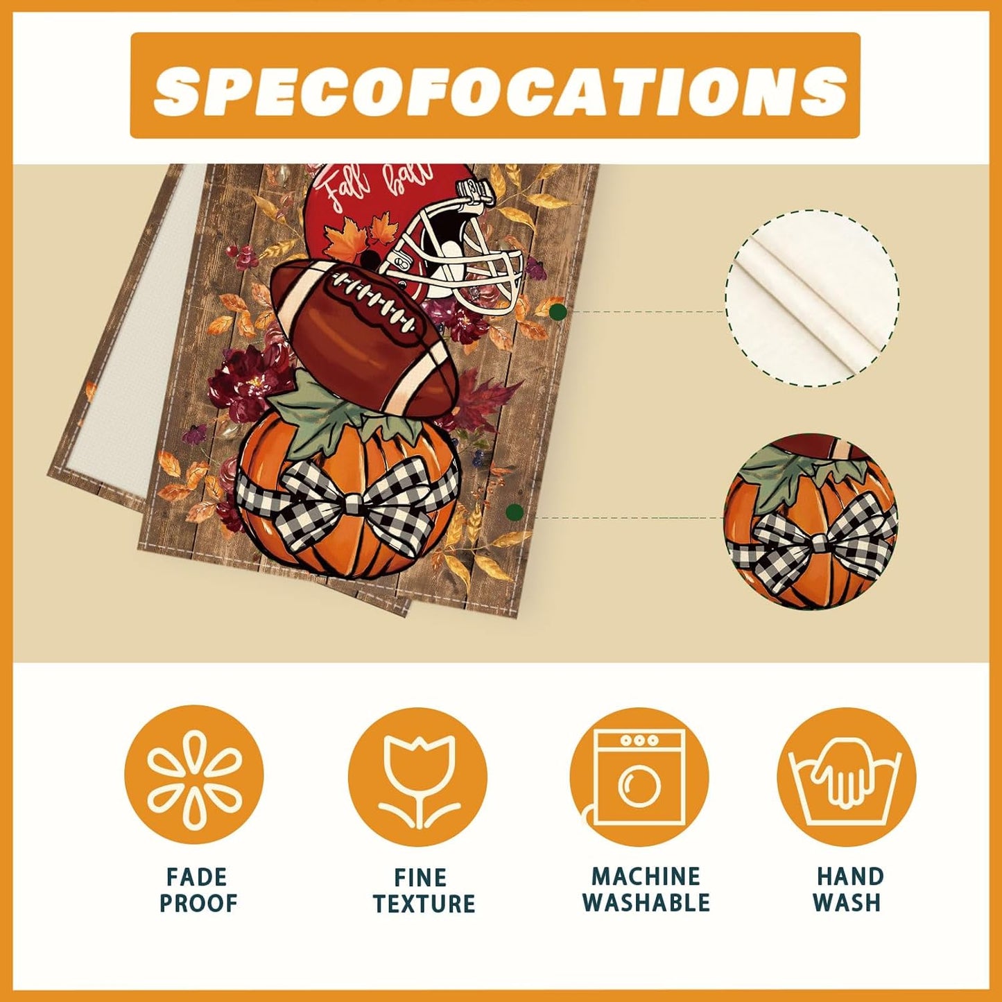 XCHI Fall Football Pumpkin Wood Table Runner Table Decoration for Kitchen Dining Dinner Autumn Home Decor 13x36 Inch