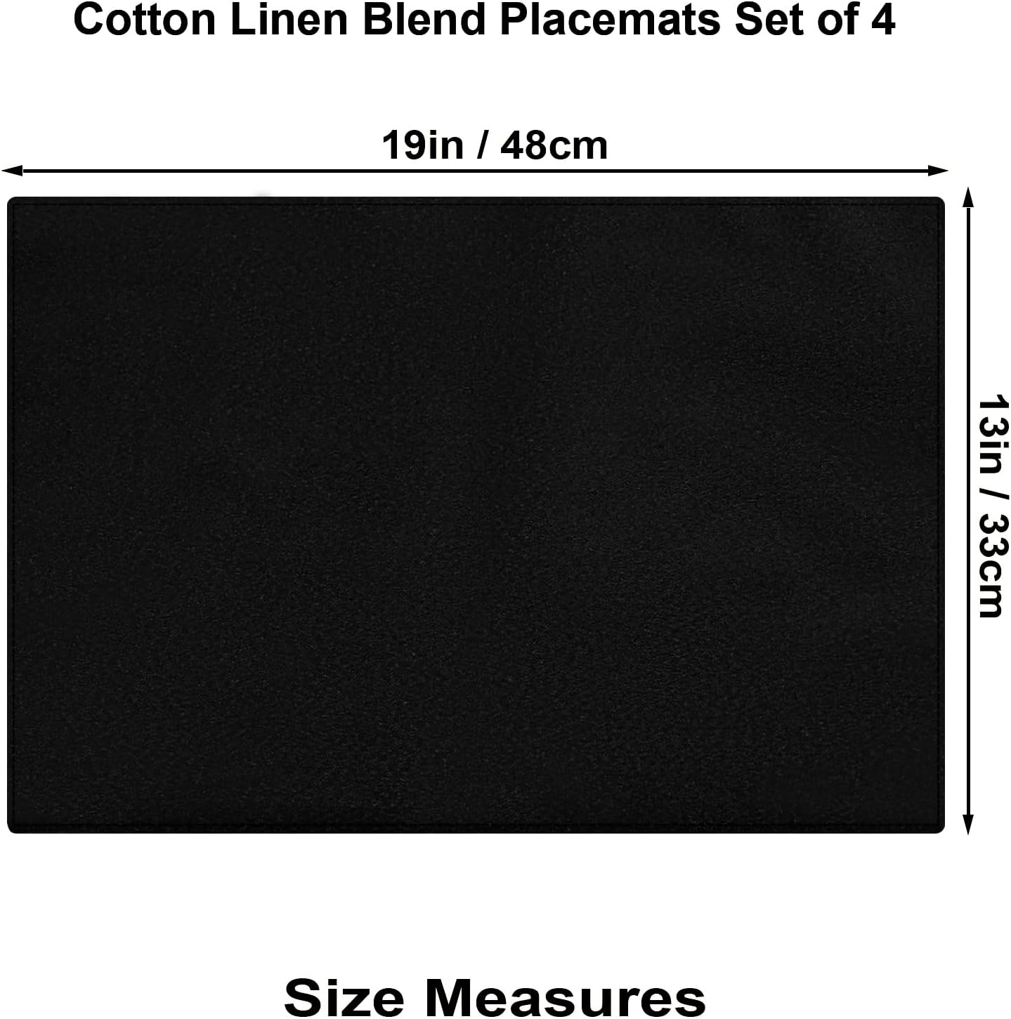 Cloth Placemats Set of 4, Cotton Linen Blend Machine Washable Double Layered Durable Place Mats Heat Resistant Placemats Wrinkle Free Thick Fabric Dining Table Mats (Black, 4)