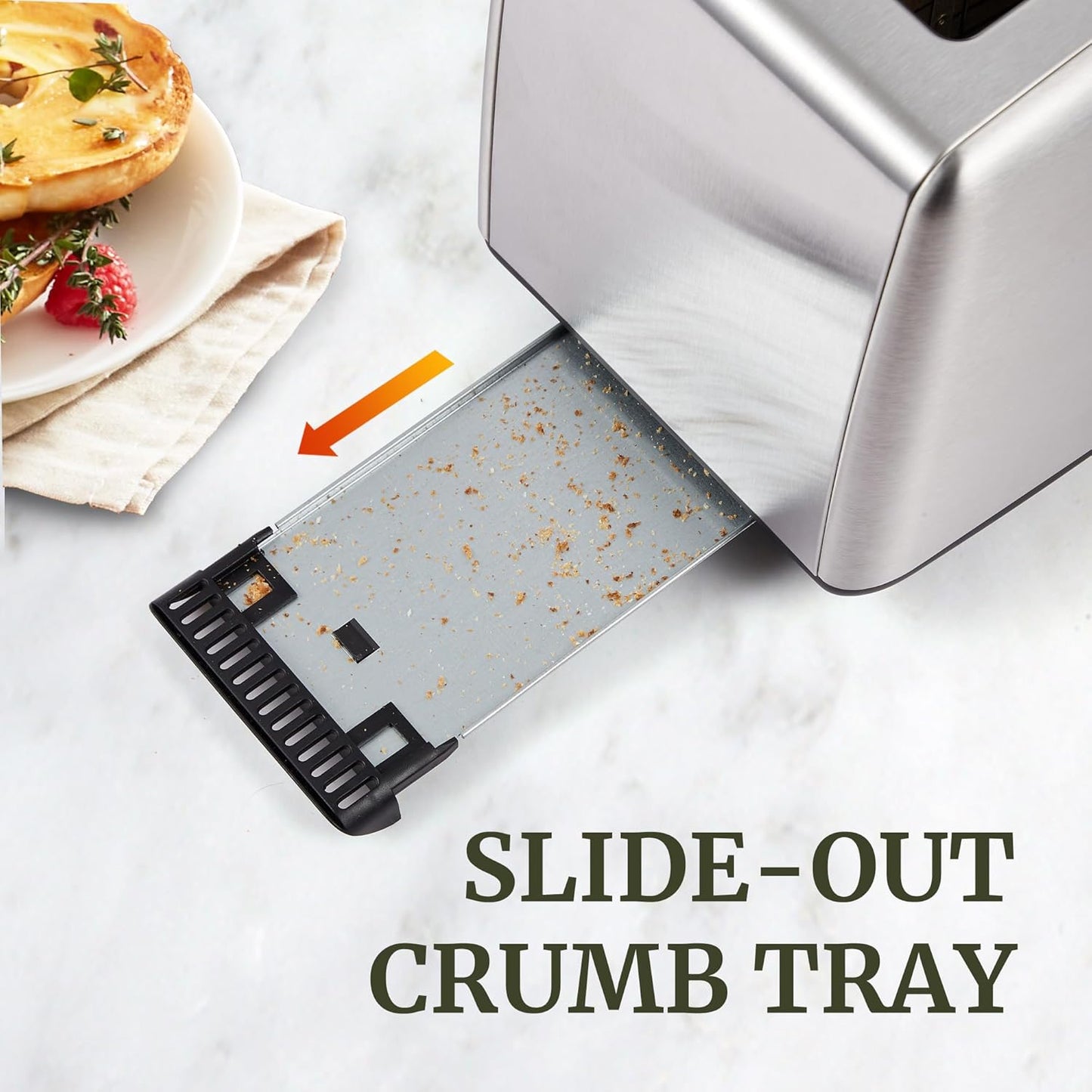 Elite Gourmet ECT2899 LCD Touch Toaster, 2 Extra-Wide Slots, 6 Toast Shades, 6 Preset Menus Including Bagel Waffle Gluten-Free, Defrost Reheat Cancel Functions, Stainless Steel