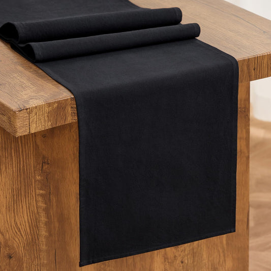 Letjolt Black Table Runner 72 Inches Rustic Farmhouse Table Runner Cotton Runner Plain Table Decor